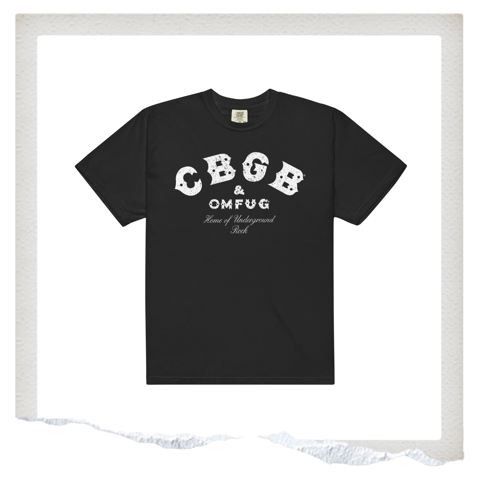 A classic black tee with the classic CBGB logo on the front.