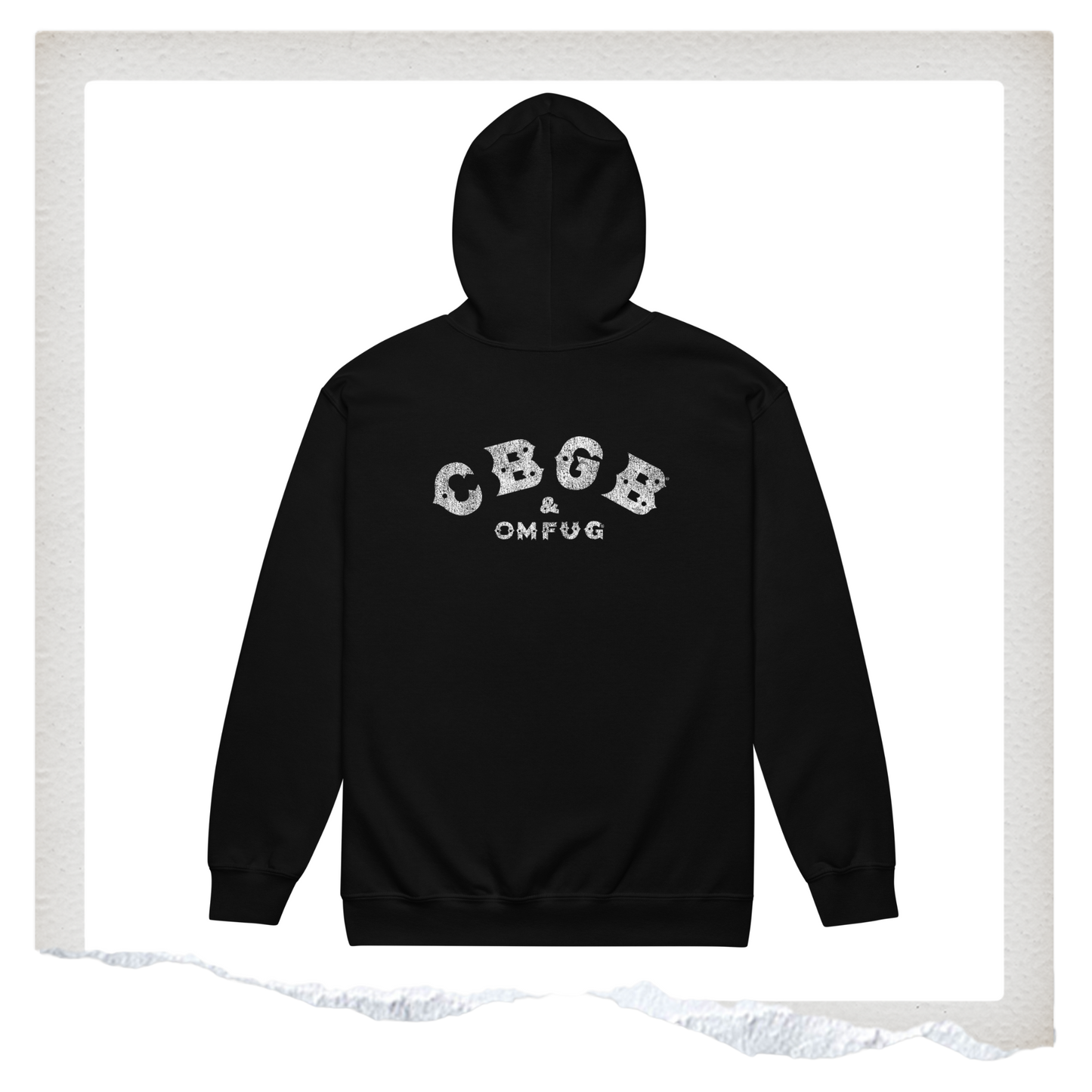 Distressed CBGB Logo Zip-Up Hoodie