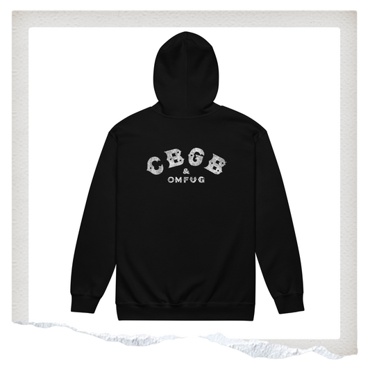 Distressed CBGB Logo Zip-Up Hoodie
