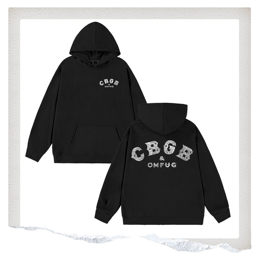 Black hoodie with CBGB Graphic