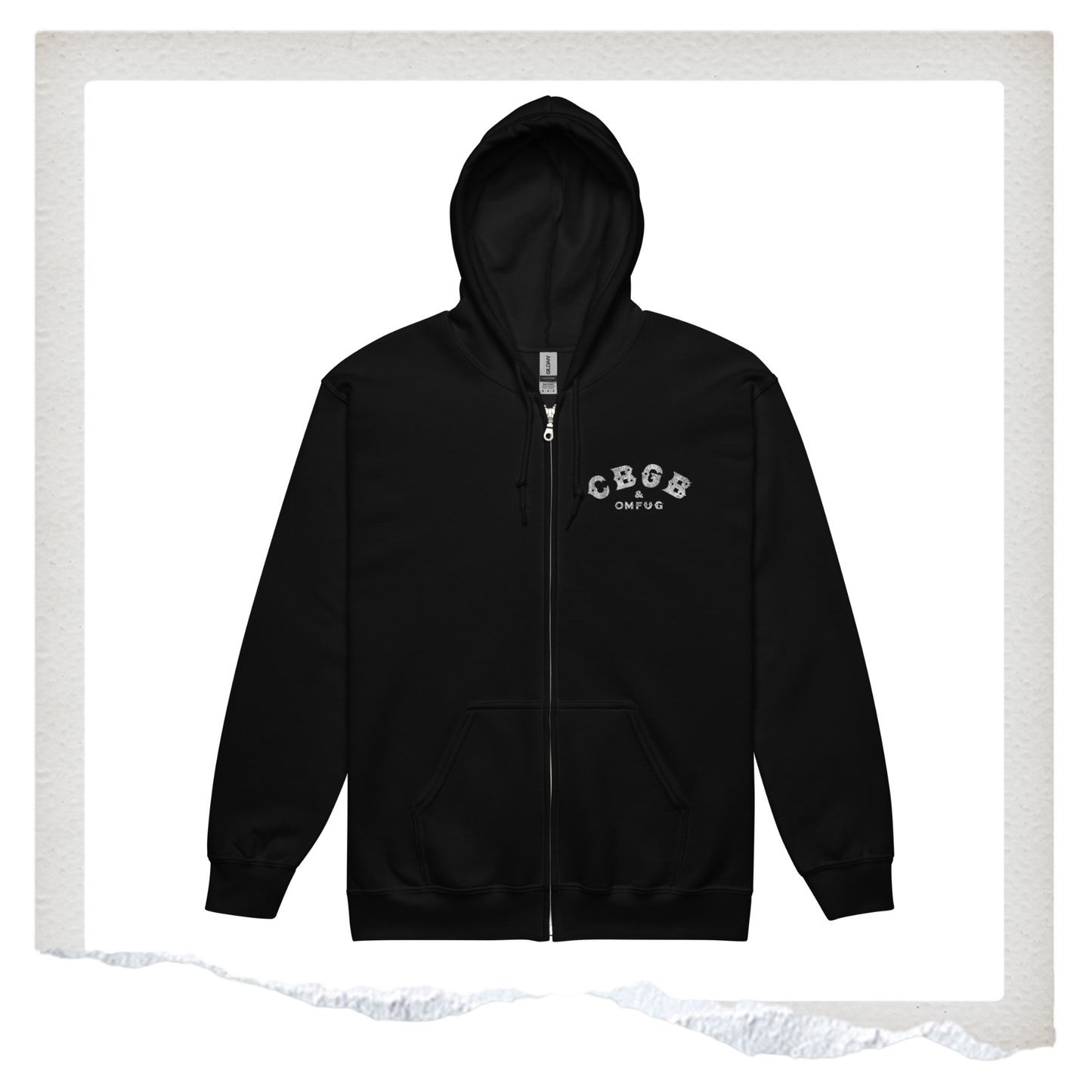 Distressed CBGB Logo Zip-Up Hoodie