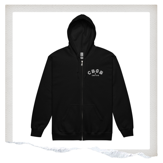Distressed CBGB Logo Zip-Up Hoodie